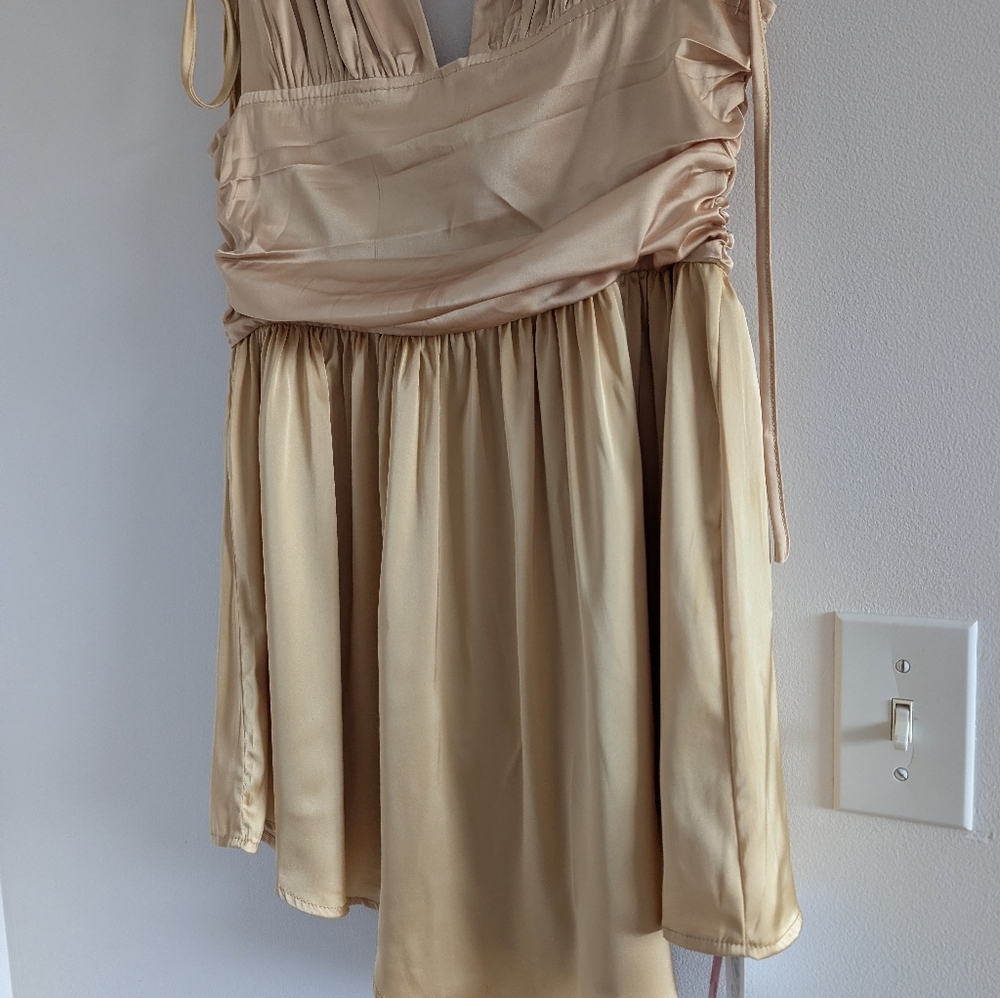 3/$30 Bnwt Gold Rushed Mini Mini Dress - Picture 4 of 13